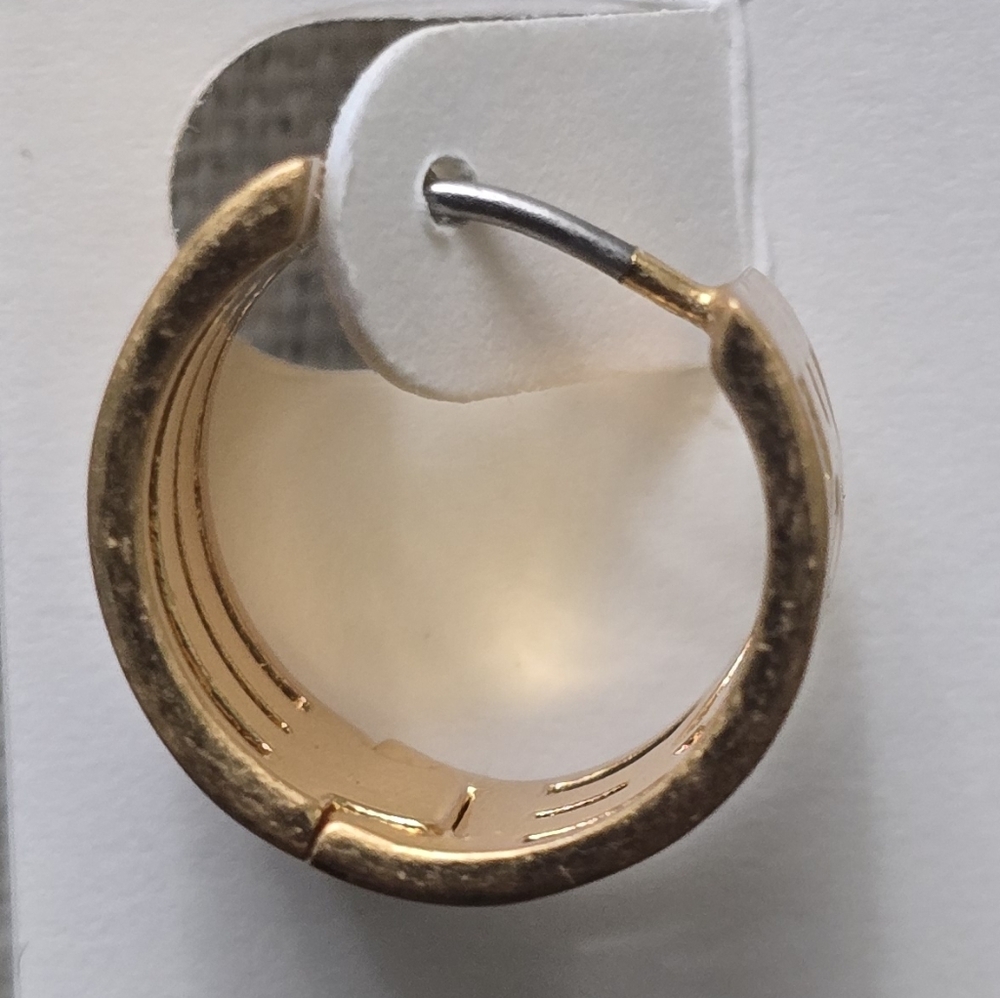 Tory Burch Gold-Tone Logo Hoop Huggies - Picture 3 of 4